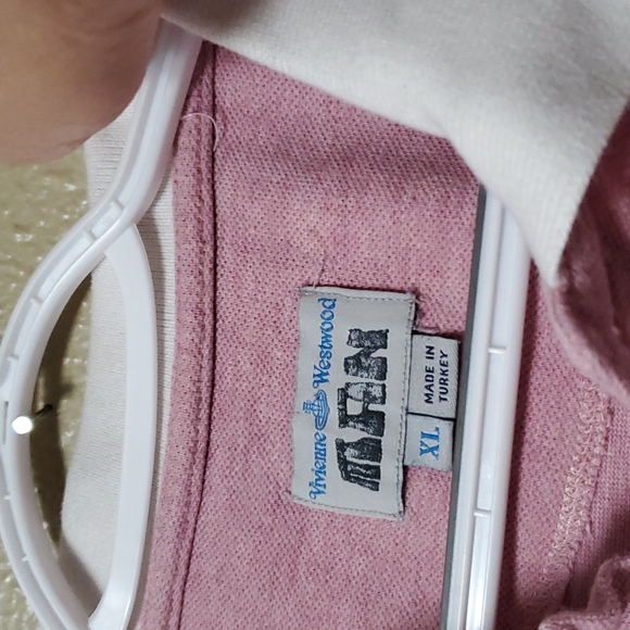 Vivienne Westwood Man Polo Heather Pink White Contrast Collar Size XL - Picture 3 of 9
